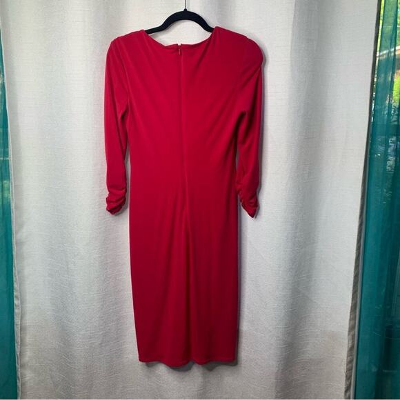 Tadashi Shoji twist front knee length midi dress wedding guest size small - Picture 3 of 6